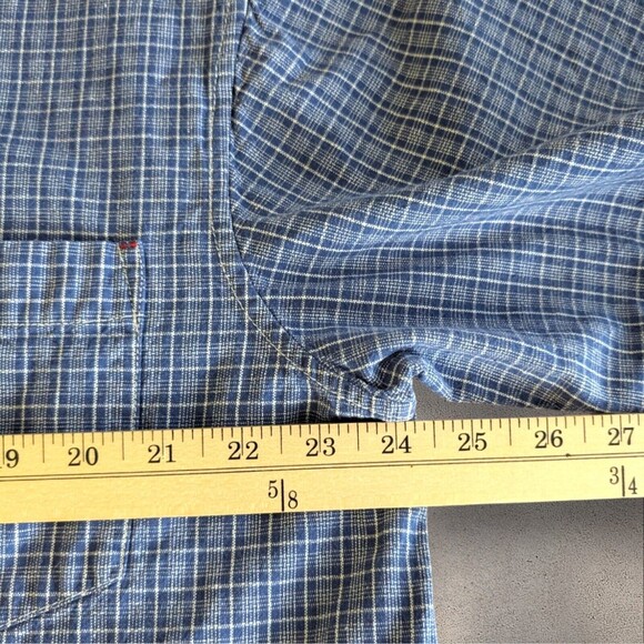 Wrangler HERO Blue Plaid Short Sleeve Button Up Shirt Menswear Casual LARGE - Picture 7 of 9
